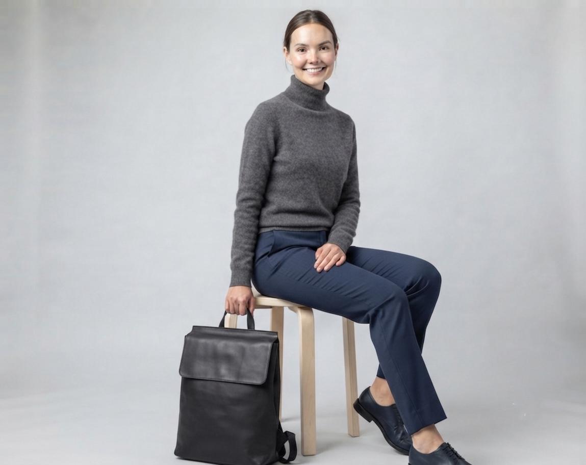 Handmade Full Grain Leather Laptop Backpack – Minimalist Flap Closure Daypack for Travel
