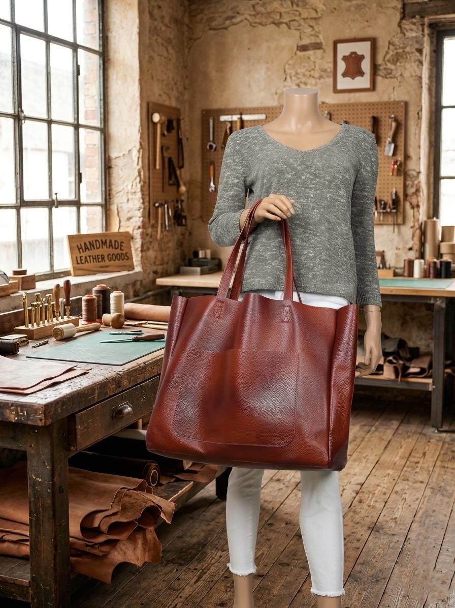 Oversized Leather Weekender Bag | Classic Travel Tote for Men and Women | Large Duffle Bag | Overnight Carry On Luggage | Personalized Gift