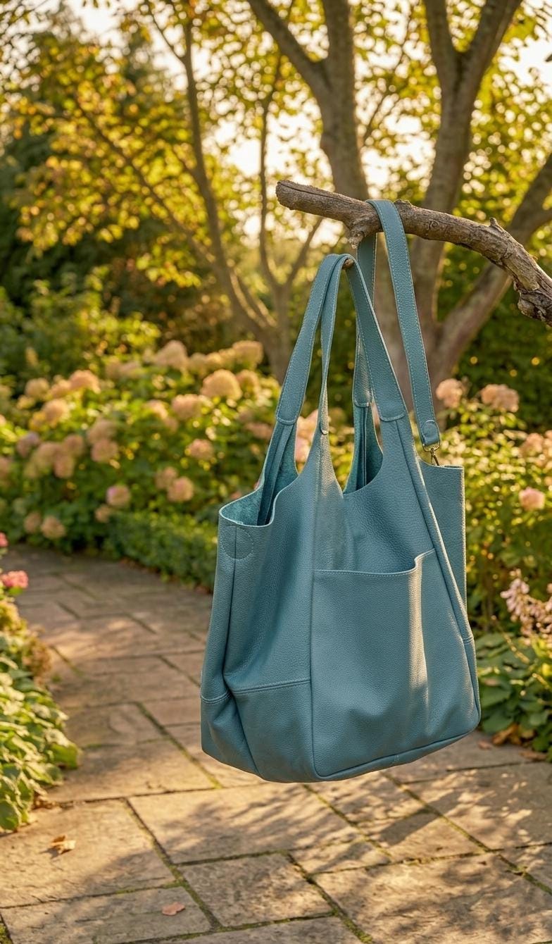 Oversized Navy Blue Leather Tote Bag, Soft Slouchy Weekender Travel Carryall