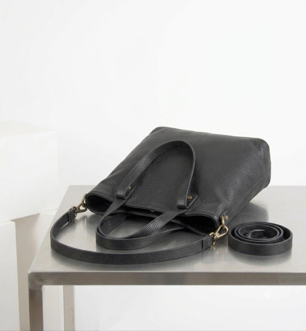 The Artisan Black Leather Tote: Versatile Shopper & Shoulder Bag