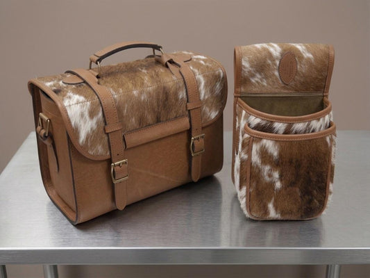 Handcrafted Hair-On Leather Range Bag & Shell Pouch Set – Shooting Gear Matching Belt