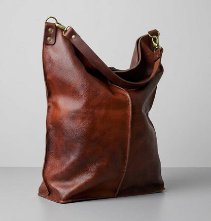 Handcrafted Full Grain Leather Hobo Bag, Large Slouchy Shoulder Tote, Minimalist Daily Purse