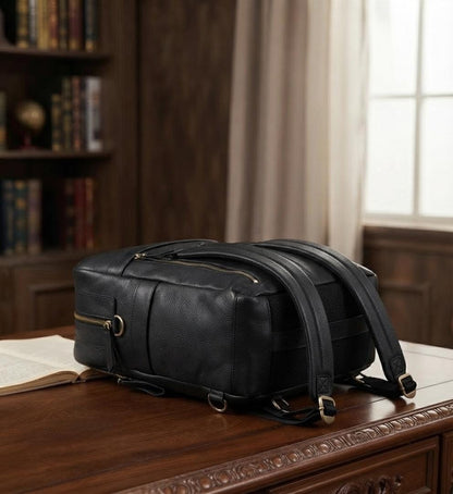 Handcrafted Tuscan Leather Backpack, Professional Laptop Travel Rucksack, Men Women Daypack