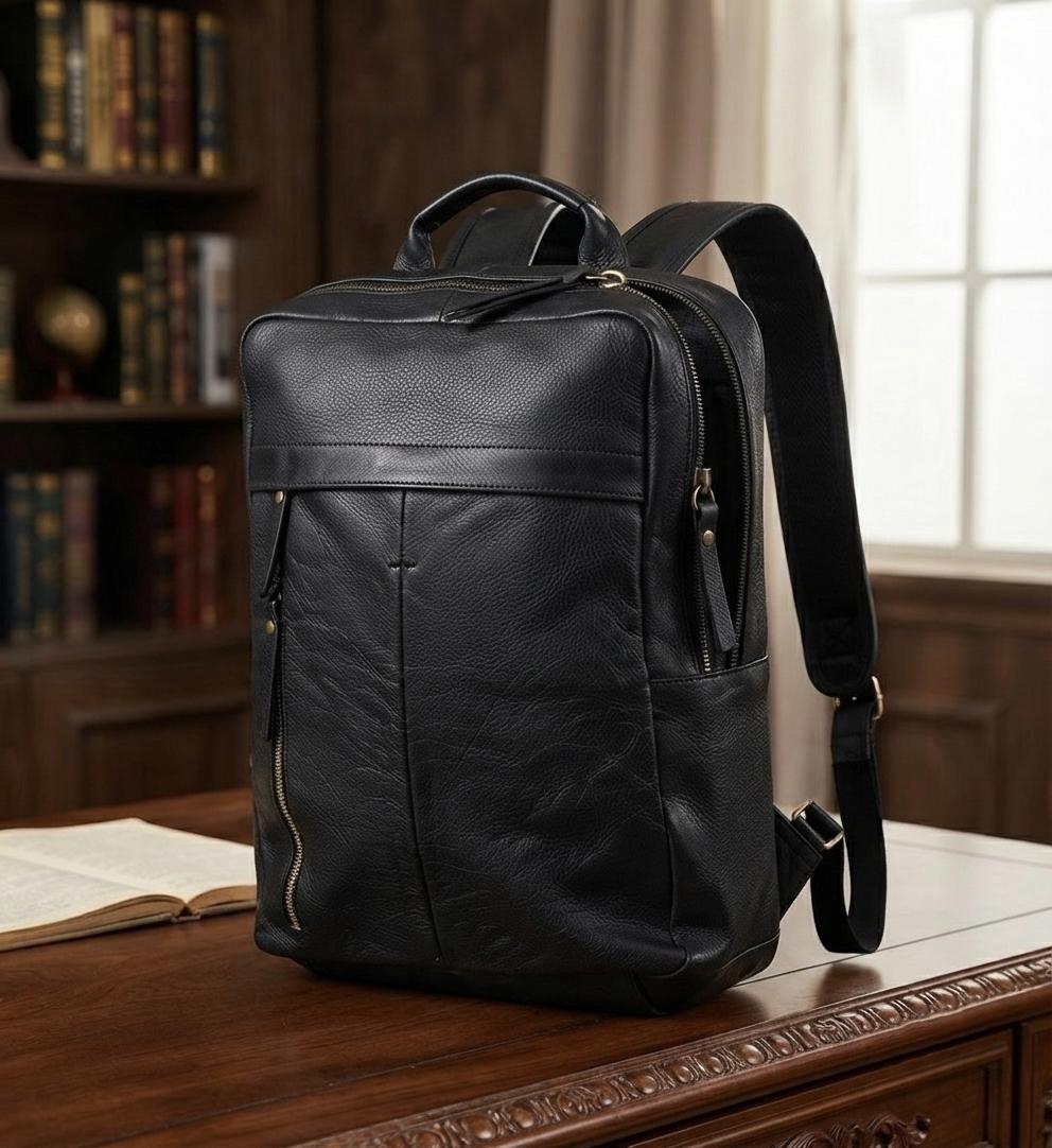 Handcrafted Tuscan Leather Backpack, Professional Laptop Travel Rucksack, Men Women Daypack