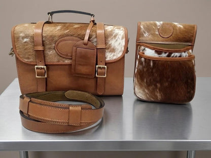 Handcrafted Hair-On Leather Range Bag & Shell Pouch Set – Shooting Gear Matching Belt