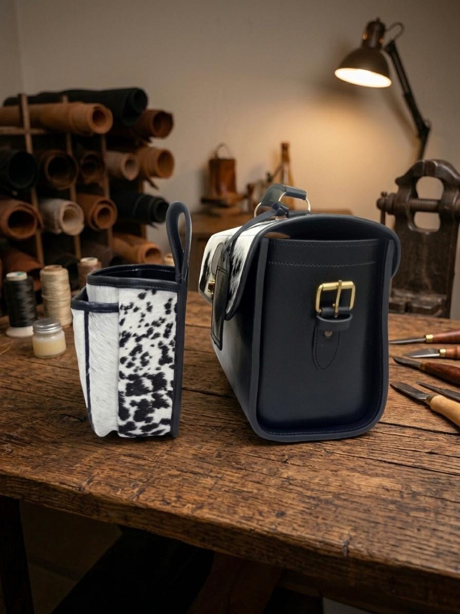Full Grain Leather Range Bag with Hair-on Hide – Matching Shell Pouch, Belt