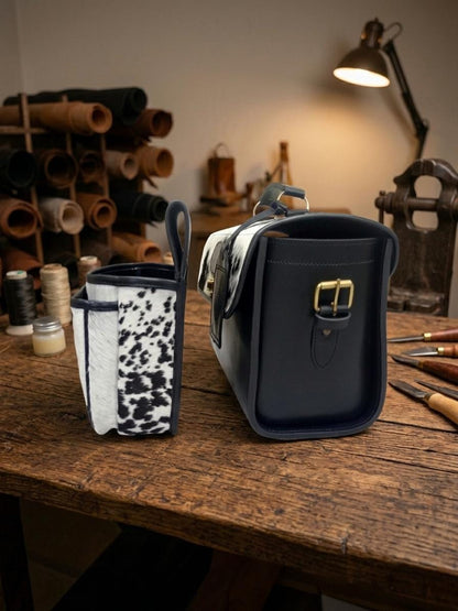 Full Grain Leather Range Bag with Hair-on Hide – Matching Shell Pouch, Belt