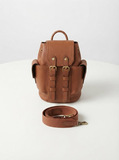 Leather Sling Backpack, Mini Travel Daypack, Hands-Free Purse, Compact Everyday Bag