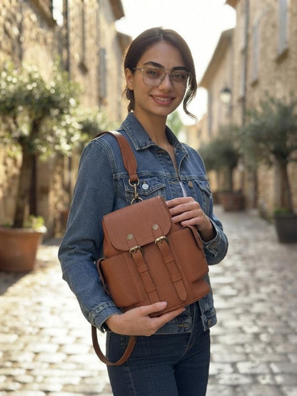 Leather Sling Backpack, Mini Travel Daypack, Hands-Free Purse, Compact Everyday Bag
