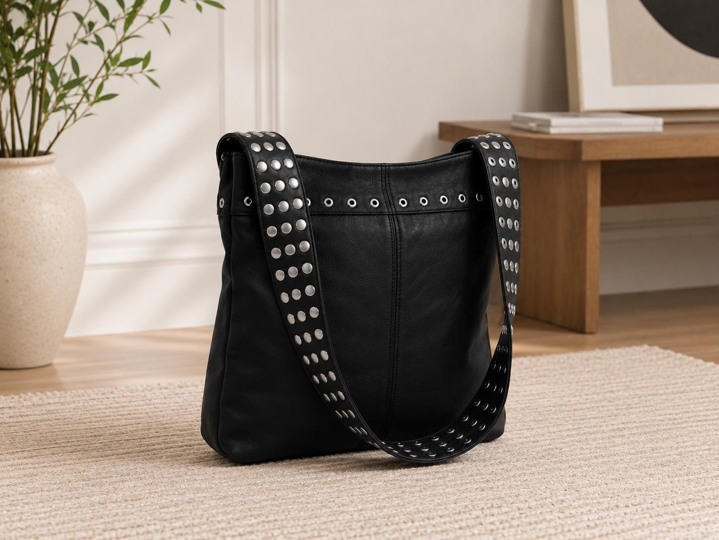 Women Studded Leather Handbag | Handmade Punk Grunge Shoulder Bag