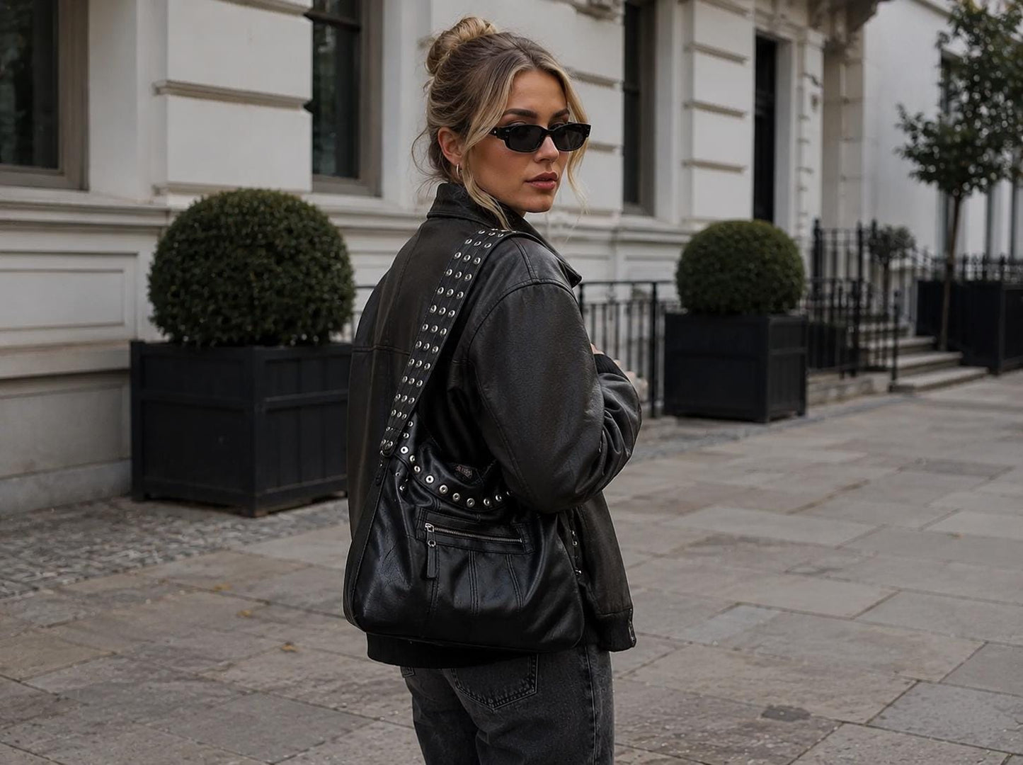 Women Studded Leather Handbag | Handmade Punk Grunge Shoulder Bag