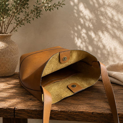Genuine Cowhide Leather Tote Bag, Large Capacity Shoulder Purse, Minimalist Crossbody Bag