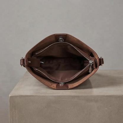 Genuine Leather Bucket Bag, Small Shoulder Purse, Everyday Crossbody Handbag, Quiet Luxury Style