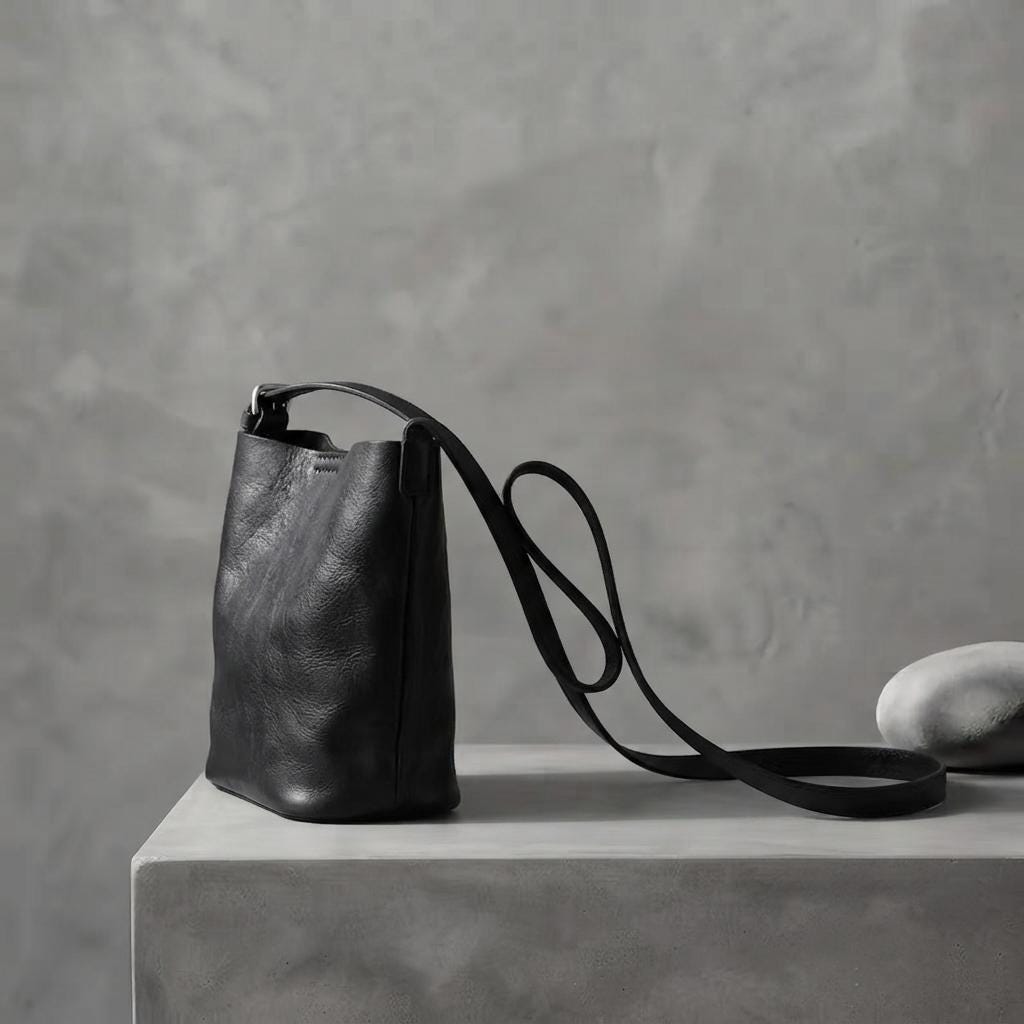 Genuine Leather Bucket Bag, Small Shoulder Purse, Everyday Crossbody Handbag, Quiet Luxury Style