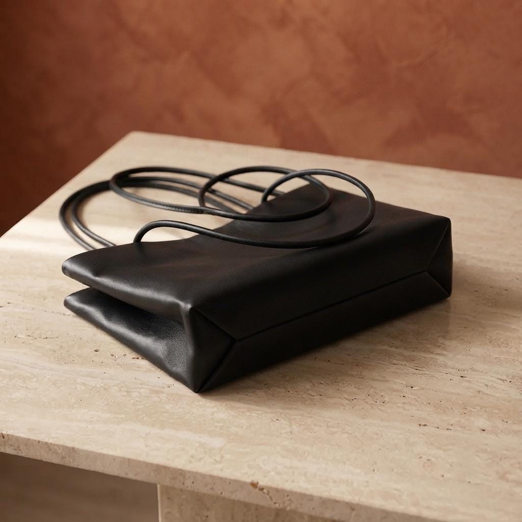 Soft Lambskin Leather Mini Tote Bag | Minimalist Top Handle Evening Purse