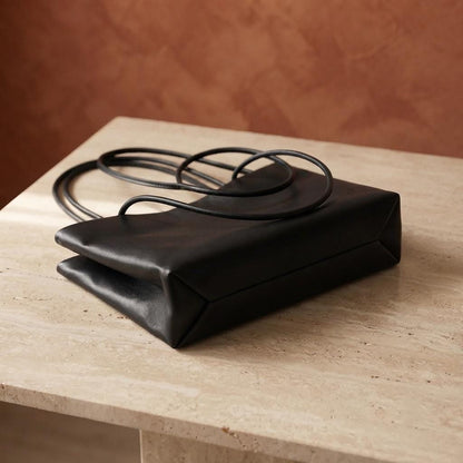 Soft Lambskin Leather Mini Tote Bag | Minimalist Top Handle Evening Purse
