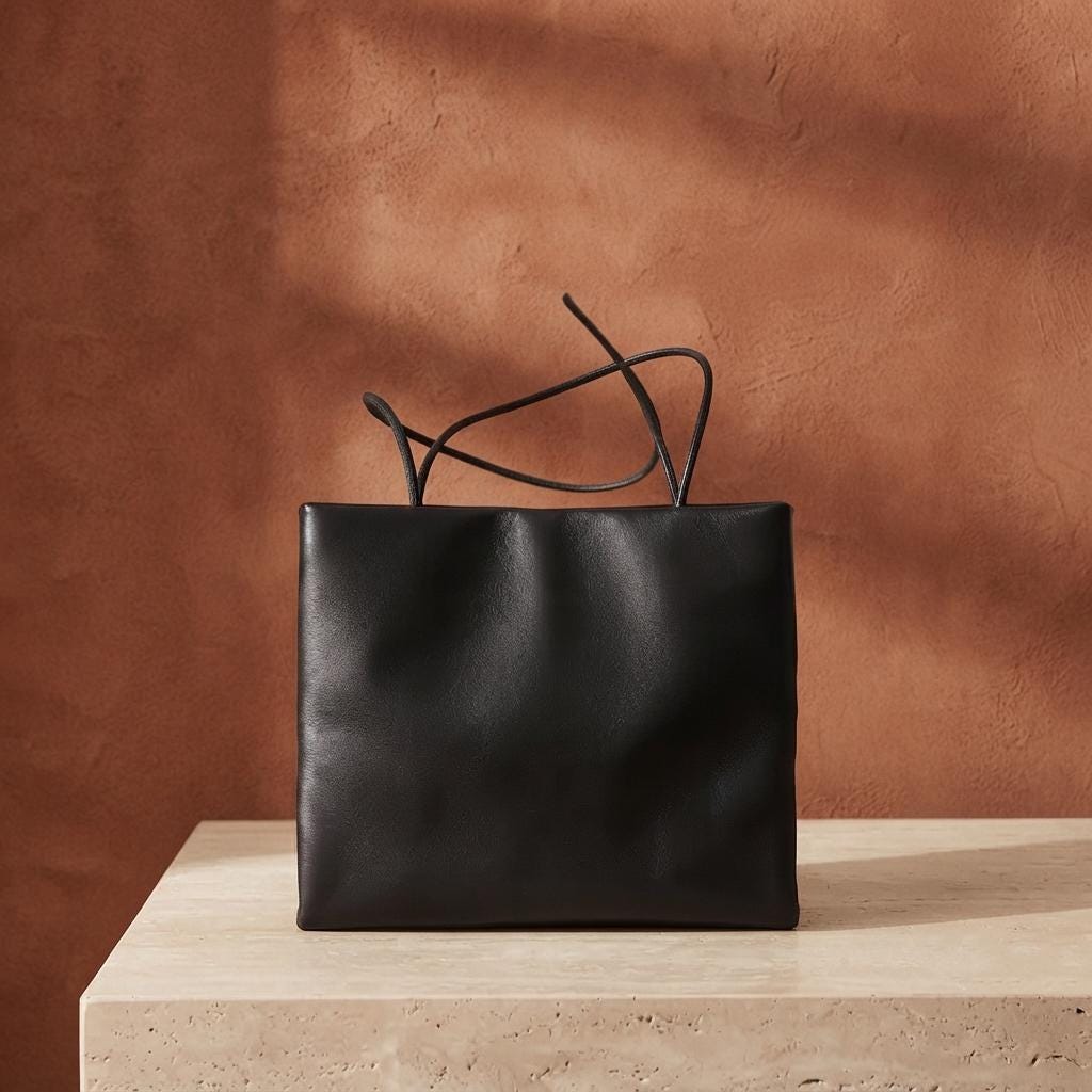 Soft Lambskin Leather Mini Tote Bag | Minimalist Top Handle Evening Purse