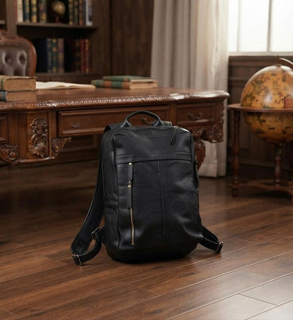 Handcrafted Tuscan Leather Backpack, Professional Laptop Travel Rucksack, Men Women Daypack