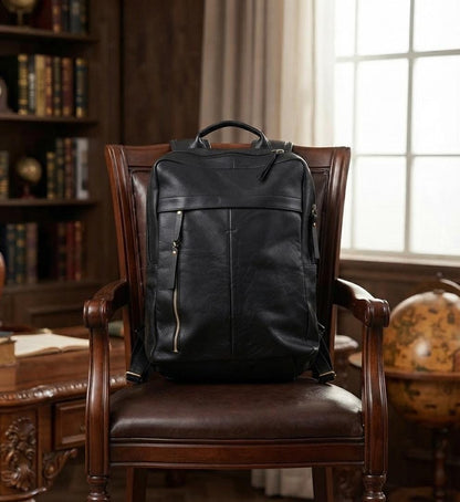 Handcrafted Tuscan Leather Backpack, Professional Laptop Travel Rucksack, Men Women Daypack