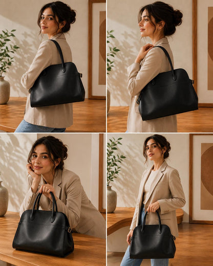 Genuine Suede Leather Tote Bag, Minimalist Cowhide Shoulder Handbag, Everyday Work Purse