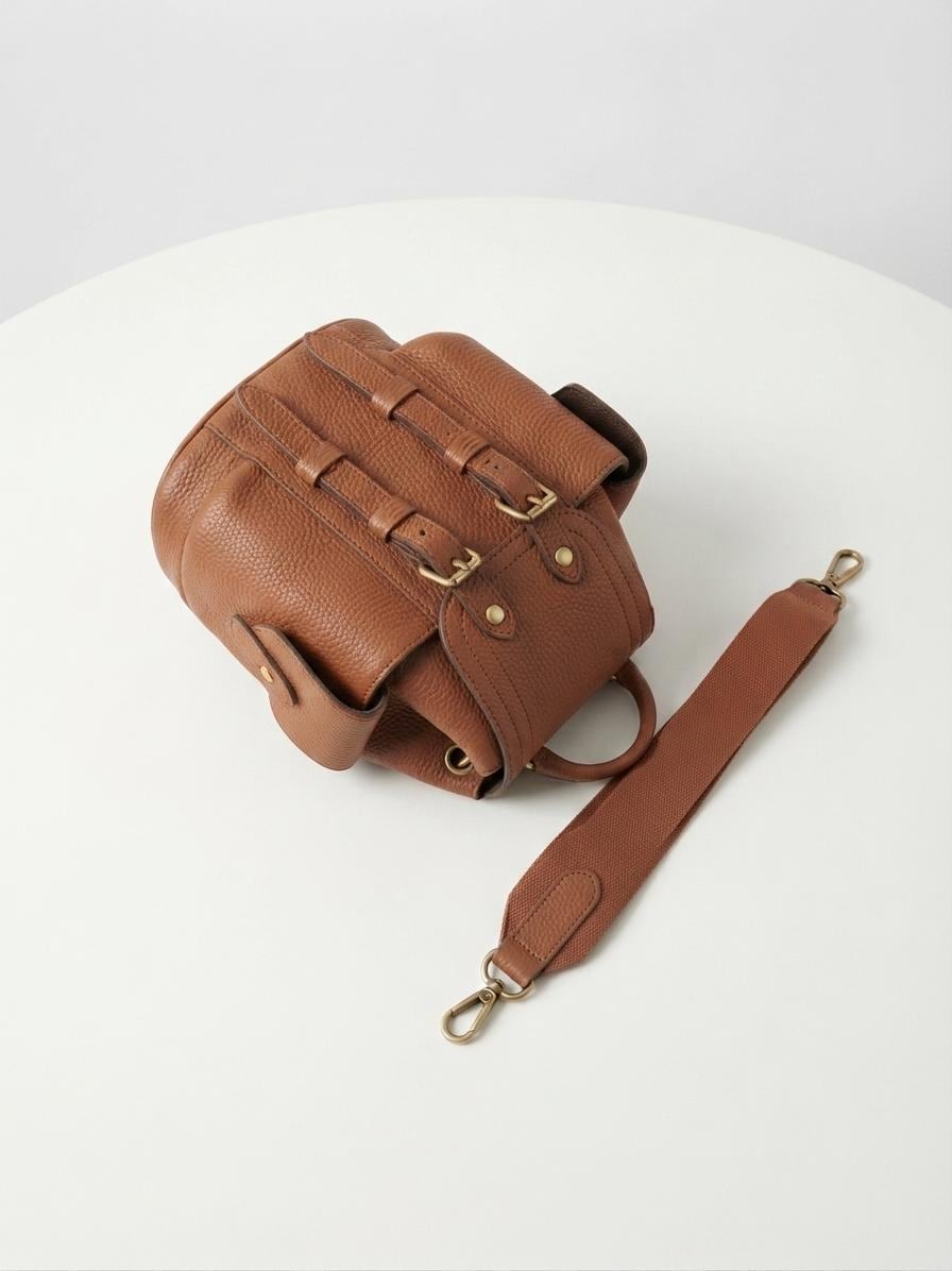 Leather Sling Backpack, Mini Travel Daypack, Hands-Free Purse, Compact Everyday Bag