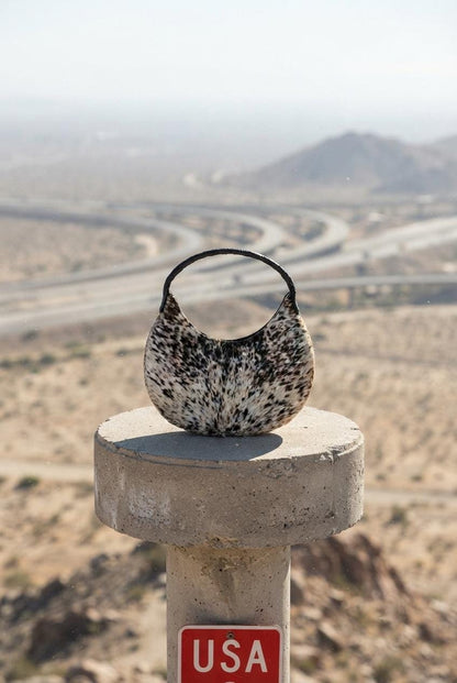 Handmade Hair-On Cowhide Leather Crescent Handbag, Unique Patterned Tote