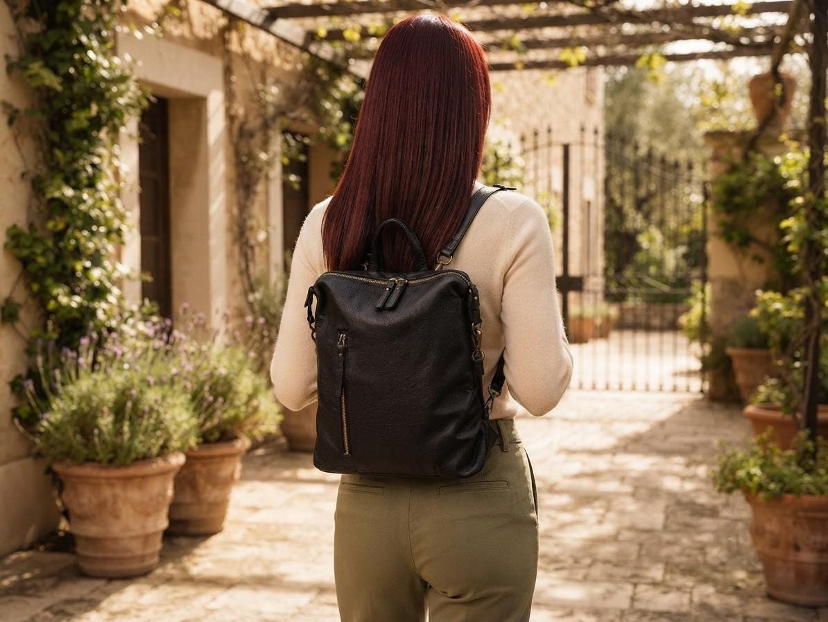 Convertible Leather Backpack Purse, Professional Work Laptop Bag, Handmade Travel Daypack