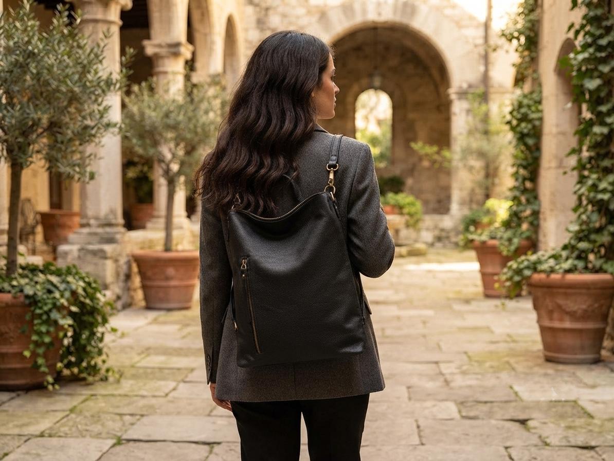 Convertible Leather Backpack Purse, Professional Work Laptop Bag, Handmade Travel Daypack