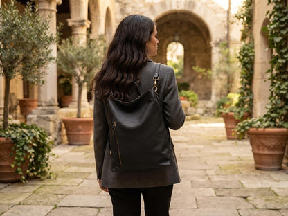 Convertible Leather Backpack Purse, Professional Work Laptop Bag, Handmade Travel Daypack
