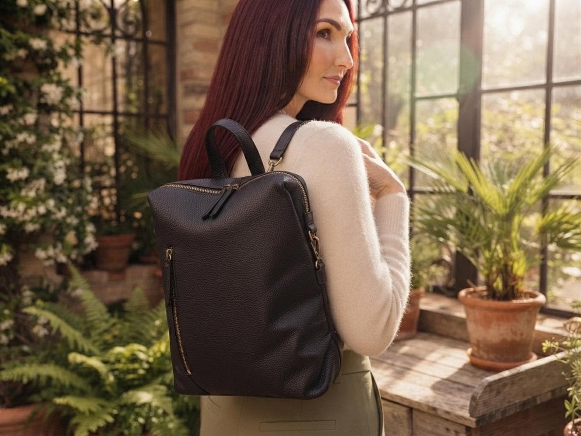 Convertible Leather Backpack Purse, Professional Work Laptop Bag, Handmade Travel Daypack