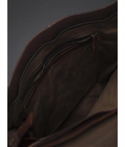 Dark Brown Leather Satchel Messenger Bag, Minimalist Laptop Briefcase, Handmade Crossbody