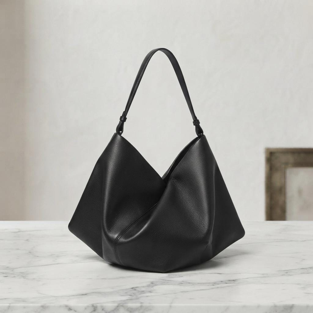 Structured Split Leather Tote Bag, Minimalist Everyday Shoulder Handbag