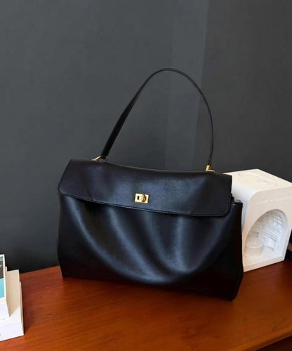 Genuine Leather Shoulder Bag, Vintage Soft Commuter Handbag, Minimal Crossbody Purse