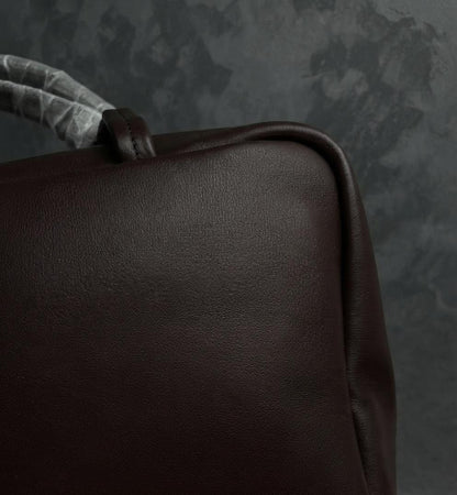 Minimalist Genuine Lambskin Tote Bag, Soft Leather 90s Bowling Purse, Top Handle Shoulder Handbag