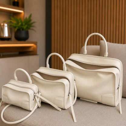 Leather Handbag for Women, Minimal Tote Bag, Top Handle Shoulder Bag, Elegant Everyday Work Purse, Large Capacity Bag