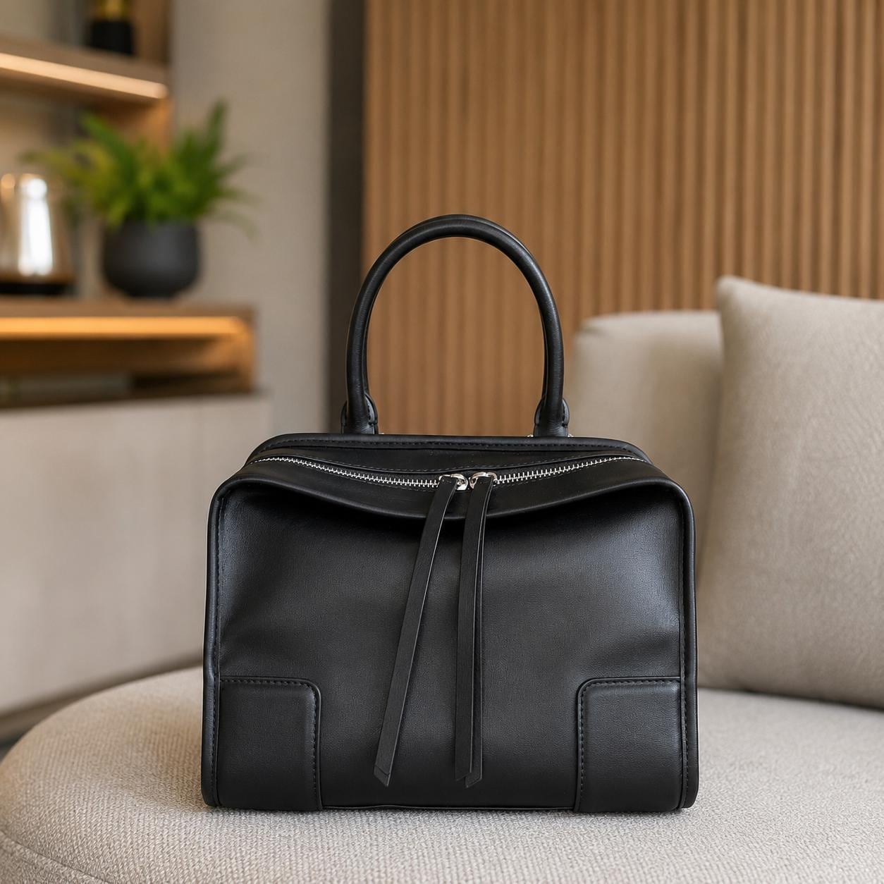 Leather Handbag for Women, Minimal Tote Bag, Top Handle Shoulder Bag, Elegant Everyday Work Purse, Large Capacity Bag
