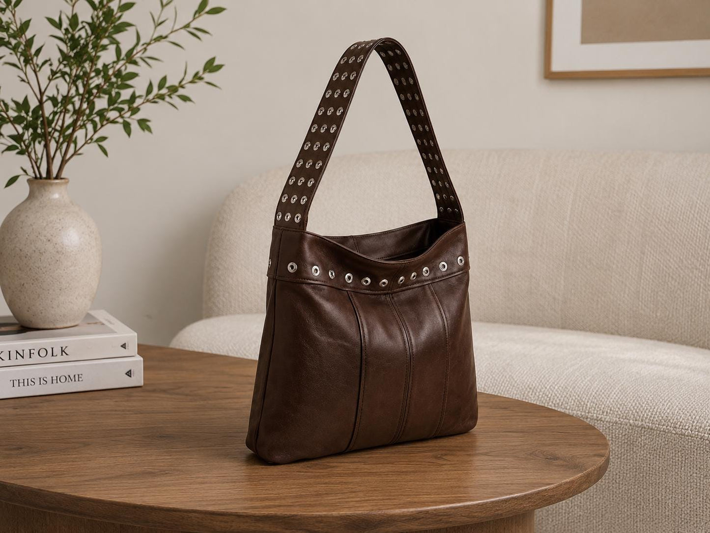 Women Studded Leather Handbag | Handmade Punk Grunge Shoulder Bag