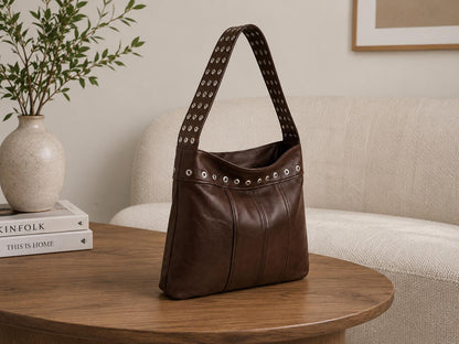 Women Studded Leather Handbag | Handmade Punk Grunge Shoulder Bag