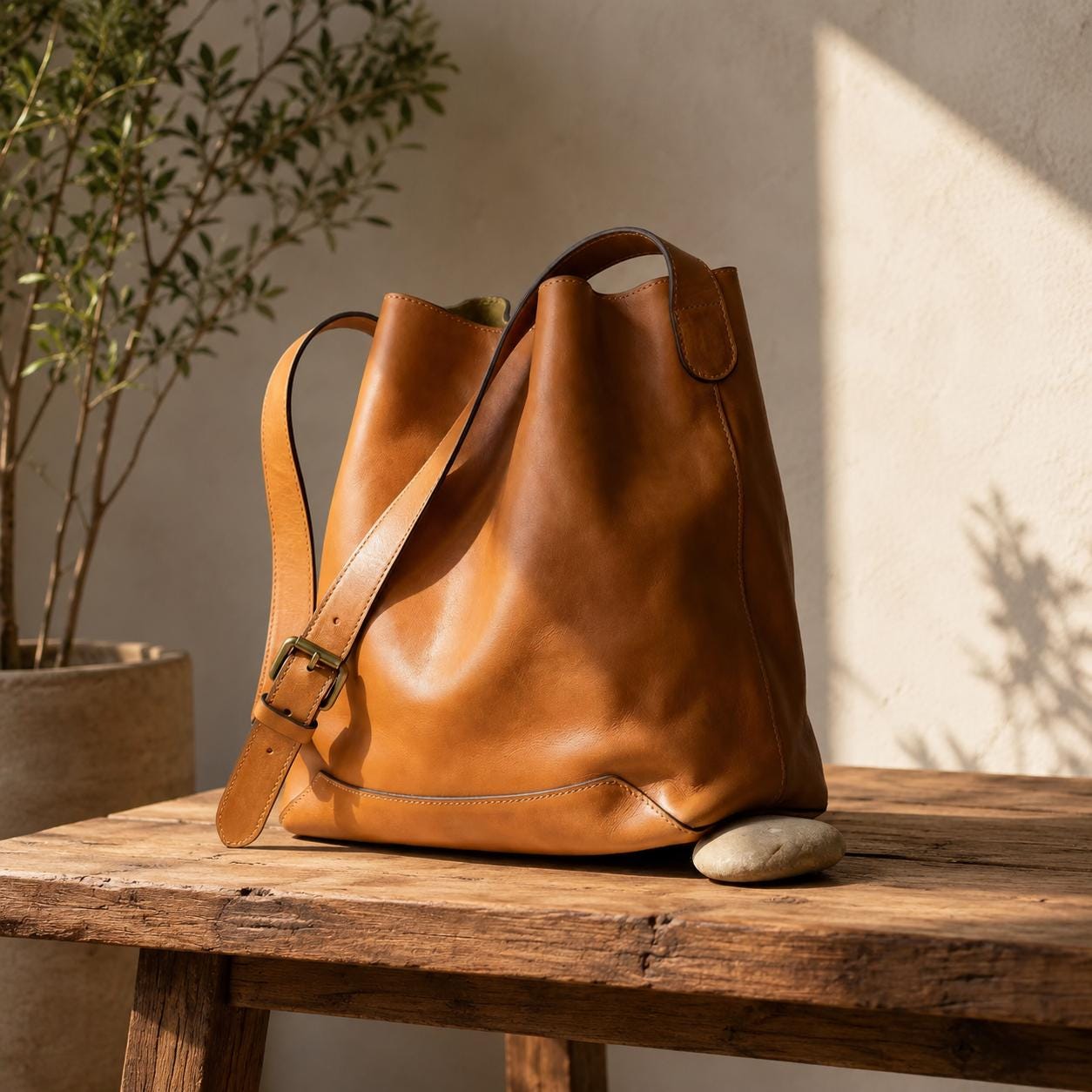 Genuine Cowhide Leather Tote Bag, Large Capacity Shoulder Purse, Minimalist Crossbody Bag
