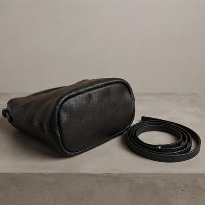Genuine Leather Bucket Bag, Small Shoulder Purse, Everyday Crossbody Handbag, Quiet Luxury Style