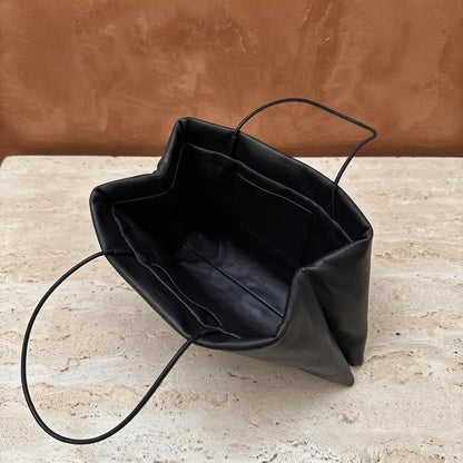 Soft Lambskin Leather Mini Tote Bag | Minimalist Top Handle Evening Purse