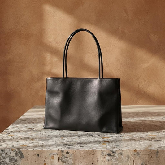 Soft Lambskin Leather Mini Tote Bag | Minimalist Top Handle Evening Purse