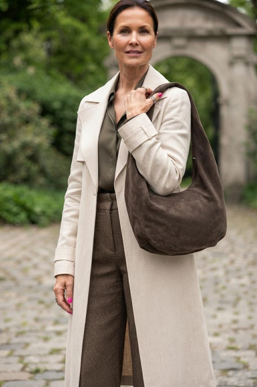 Brown Suede Hobo Bag – Soft Leather Shoulder Purse, Fashion Women's Tote