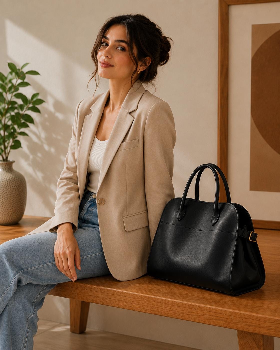 Genuine Suede Leather Tote Bag, Minimalist Cowhide Shoulder Handbag, Everyday Work Purse