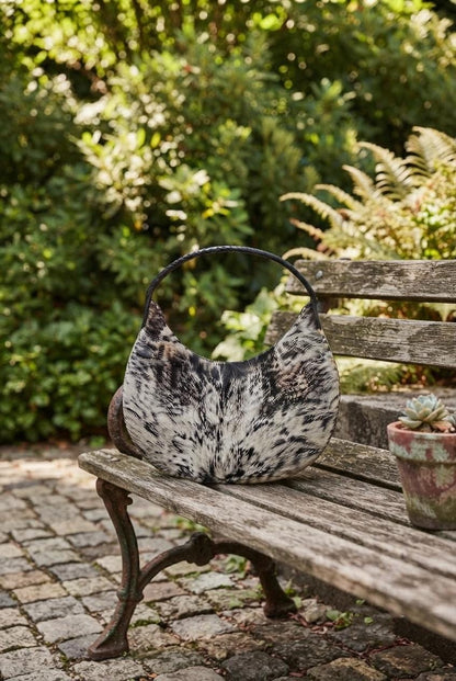Handmade Hair-On Cowhide Leather Crescent Handbag, Unique Patterned Tote