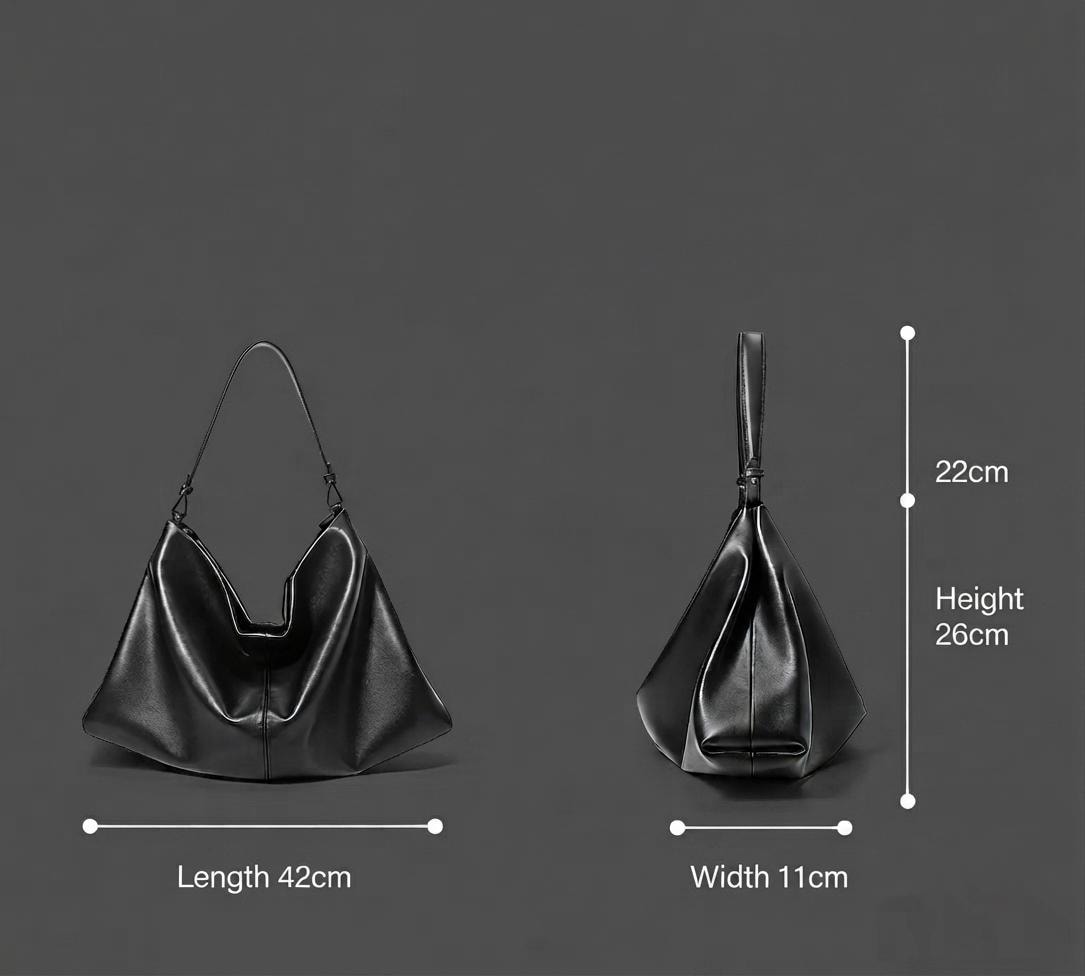 Structured Split Leather Tote Bag, Minimalist Everyday Shoulder Handbag