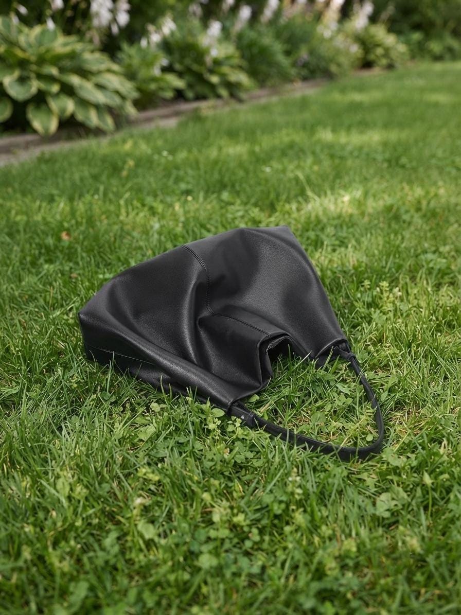 Structured Split Leather Tote Bag, Minimalist Everyday Shoulder Handbag