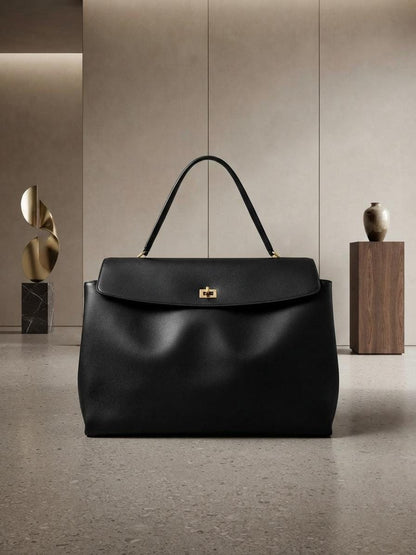 Genuine Leather Shoulder Bag, Vintage Soft Commuter Handbag, Minimal Crossbody Purse
