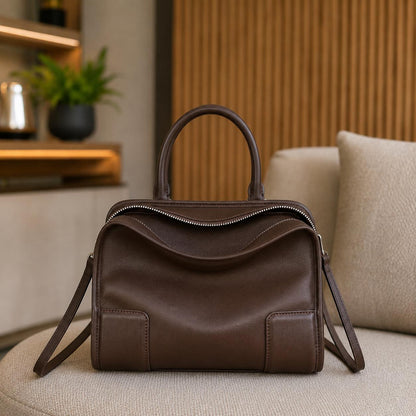 Leather Handbag for Women, Minimal Tote Bag, Top Handle Shoulder Bag, Elegant Everyday Work Purse, Large Capacity Bag