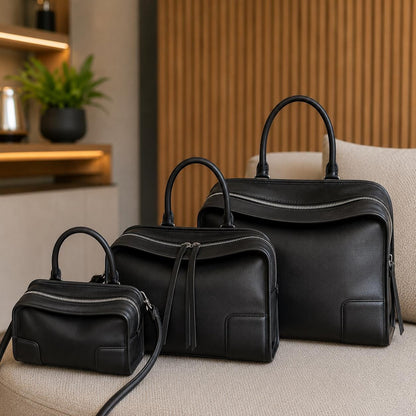 Leather Handbag for Women, Minimal Tote Bag, Top Handle Shoulder Bag, Elegant Everyday Work Purse, Large Capacity Bag